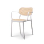 Chaise de salle  manger blanche style vintage avec accoudoirs