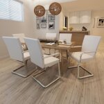 Vidaxl chaises de salle � manger cantilever 6 pcs blanc similicuir