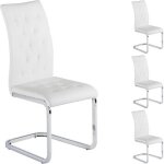 Lot de 4 chaises de salle � manger chloe avec assise capitonn�e et pi�tement chrom� rev�tement en synth�tique ...