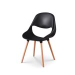 Chaise de salle � manger chloe noire et pieds en bois