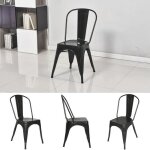 Willonin 4 x chaises de salle  manger noir chaises de jardin empilables siege 36x37cm en mtal pour ...