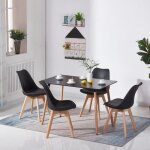 H. j wedoo lot de 4 chaises de salle � manger pieds en bois chaise noir - scandinave - sgs