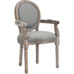 Chaise de salle � manger - homcom - m�daillon style louis xvi bois massif patin� sculpt� - bois lin - ...