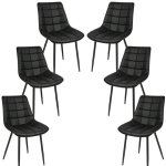 Chaise de salle � manger homewell - lot de 6 - pieds en fer pu - noir - 50 * 39 * 88cm