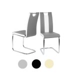 Chaise de salle � manger - huole - cifunzero - similicuir - gris avec bandes blanches