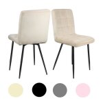 Chaise de salle � manger - huole - cifunzero - velours - beige - lot de 2 - pieds en fer enduit de poudre ...