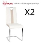 Chaises de salle � manger huole - simili blanc et beige - style contemporain