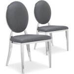 Chaises de salle  manger mdaillon - menzzo - sofia - simili gris - pieds en mtal - confortables