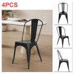 Chaises de salle � manger en m�tal xuanyu - lot de 4 - noir - style industriel - int�rieur et ext�rieur ...