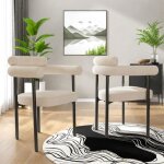 Chaise salle � manger - misnode - lot de 2 - velours beige - pieds en m�tal - confort ergonomique