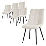 Ml - design chaises de salle � manger lot de 6 beige chaises de salon avec rev�tement en tissu pieds ...