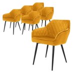 Ml - design lot 6x chaises de salle � manger - moutarde - dossier / accoudoirs rembourr�e aspect velours ...
