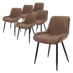 Lot de 4 chaises salle � manger cuisine marron simili pu pieds acier noir 120 kg