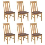 Lot de 6 chaises de salle � manger hwc - m58 chaise de cuisine tissu / textile bois massif - structure ...