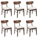 Lot de 6 chaises de salle � manger hwc - m59 chaise de cuisine tissu / textile bois massif - b�ti fonc� ...