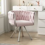 Chaises salle  manger pivotantes 1 pice - okwish - pieds en mtal - velours rose - conception ergonomique ...