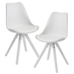 Chaise de salle  manger rembourre blanche - wohnling - lot de 2 - bois massif - 11 kg - classique - ...