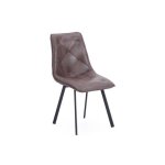 Chaise de salle  manger rembourre - juanio - lot de 2 - simili cuir - marron chocolat