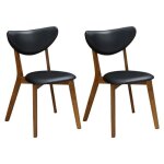 Chaises de salle à manger - vente - unique - lot de 2 - hévéa massif & simili - noyer et noir Chaises de salle à manger - vente - unique - lot de 2 - hévéa massif & simili - noyer et noir