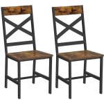 Vasagle lot de 2 chaises de salle � manger chaises de cuisine cadre en acier design ergonomique marron ...