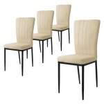 Ml - design 4 chaises de salle � manger beige en velours fauteuil dossier ergonomique assise rembourr�e ...
