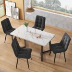 Chaise salle  manger en velours - chaise salle a manger - lot de 4 - gris - pieds en mtal