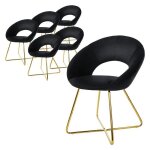 Ml - design 6 chaises de salle � manger en velours noir avec dossier en demi - coque rond fauteuil ergonomique ...
