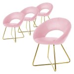 Ml - design 4x chaises de salle � manger en velours rose avec dossier en demi - coque rond fauteuil ergonomiqu ...