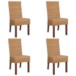 Chaises de salle  manger - vidaxl - lot de 4 - marron - rotin naturel - style contemporain