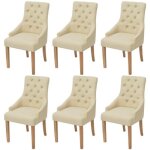 Chaises de salle � manger - vidaxl - lot de 6 - accoudoirs - tissu - beige