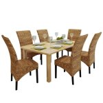 Chaises de salle  manger - vidaxl - bois solide de manguier et abaca - marron - lot de 6 - campagne