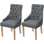 Chaises de salle � manger - vidaxl - gris fonc� - avec accoudoirs - bois massif - lot de 2