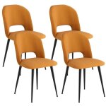 Chaises salle  manger vivolilv - lot de 4 - tissu orange - style scandinave
