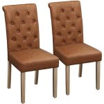 Yaheetech lot de 2 chaises de salle � manger - similicuir - patin de protection - brun vintage - pieds ...