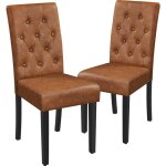 Lot de 2 chaises de salle  manger haut dossier - capitonn et rembourrpieds chne massif - brun rustique ...