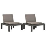 Vidaxl chaises de salon de jardin et coussins 2pc plastique anthracite Vidaxl chaises de salon de jardin et coussins 2pc plastique anthracite