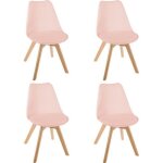 Chaises scandinave baya - paris prix - lot de 4 - rose poudr - bois - moderne - salle  manger
