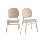Miliboo - chaises scandinaves en bois clair et tissu gris clair (lot de 2) elton Miliboo - chaises scandinaves en bois clair et tissu gris clair (lot de 2) elton