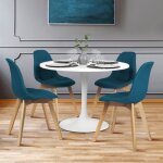 Idmarket lot de 4 chaises scandinaves gaby bleues en tissu pour salle � manger