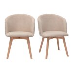 Miliboo - chaises scandinaves en tissu effet velours beige et bois clair massif (lot de 2) vanity Miliboo - chaises scandinaves en tissu effet velours beige et bois clair massif (lot de 2) vanity