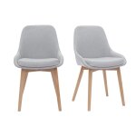 Miliboo - chaises scandinaves en tissu gris clair et bois clair massif (lot de 2) holo