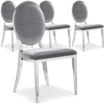 Chaises sofia velours argent - menzzo - lot de 4 - gris - métal - contemporain - design Chaises sofia velours argent - menzzo - lot de 4 - gris - métal - contemporain - design