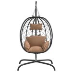 Chaise suspendue en forme d?uf - vidaxl - jardin - r�sine tress�e - acier rev�tu de poudre - coussin ...