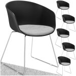 Chaises - tectake - lot de 6 fauteuils logart rembourr�s avec accoudoirs et dossiers int�gr�s 595 x 56 ...