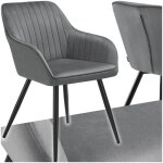 Chaise - tectake - fauteuil de salle � manger marylin aspect velours avec pieds en acier noir - gris