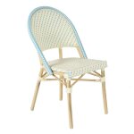 Chaise de terrasse bistrot parisien en aluminium et rotin bleu - oviala