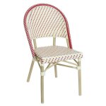 Chaise de terrasse bistrot parisien en aluminium et rotin rouge - oviala Chaise de terrasse bistrot parisien en aluminium et rotin rouge - oviala
