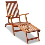 Chaise longue en bois dacacia - naturel - 167 x 56 x 75 cm