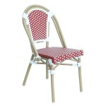 Chaise de terrasse bistrot parisien en aluminium et rotin rouge - oviala
