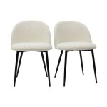 Miliboo - chaises en tissu effet laine boucl�e blanc cass� et m�tal noir (lot de 2) celeste